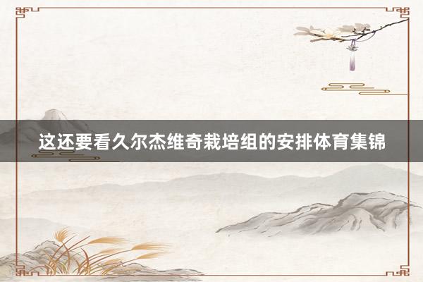 这还要看久尔杰维奇栽培组的安排体育集锦