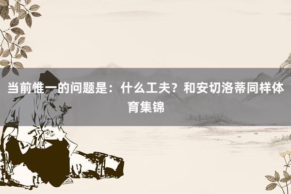 当前惟一的问题是：什么工夫？和安切洛蒂同样体育集锦